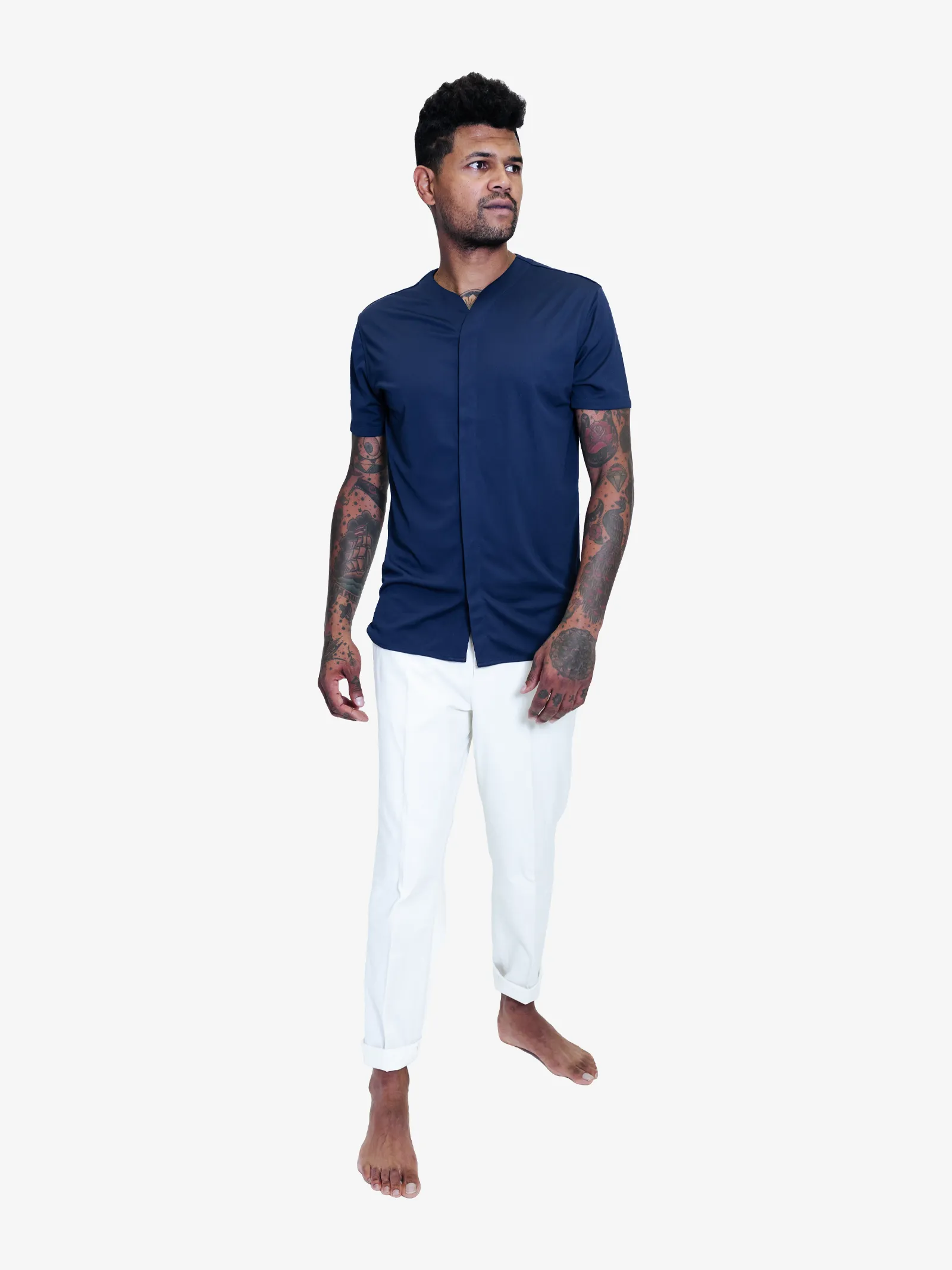 1.0 Collarless Future Short Sleeve - Navy Blue