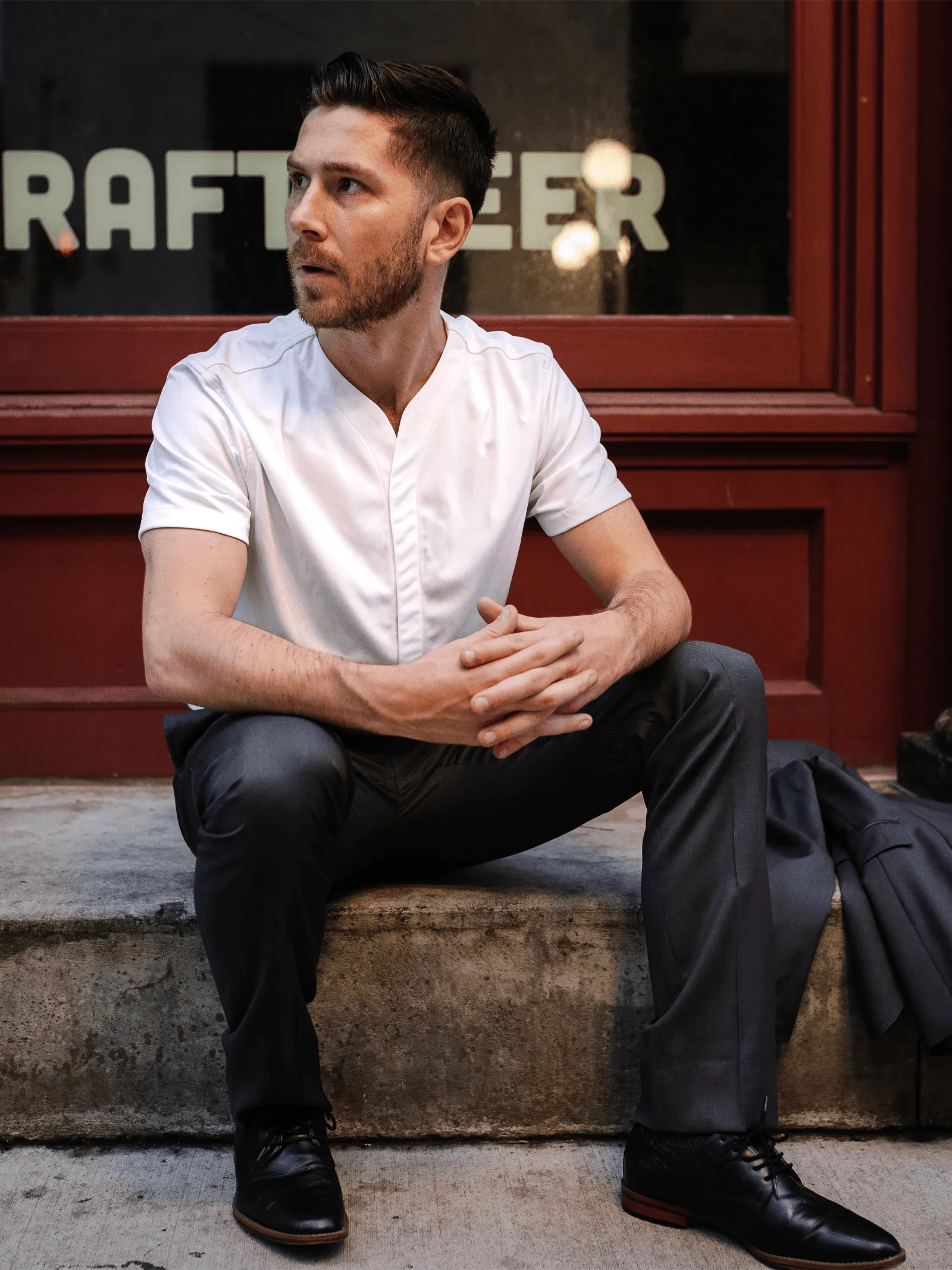 1.0 Collarless Future Short Sleeve - White