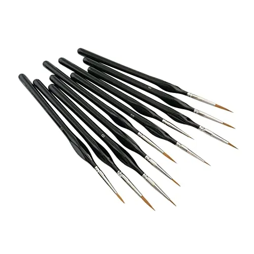 10 Pack Miniature Detail Paint Brushes Kit, Professional Tiny Paints Brushes Set for Watercolor, Oil, Face, Nail, Fine Detail Paint Brushes for Line
