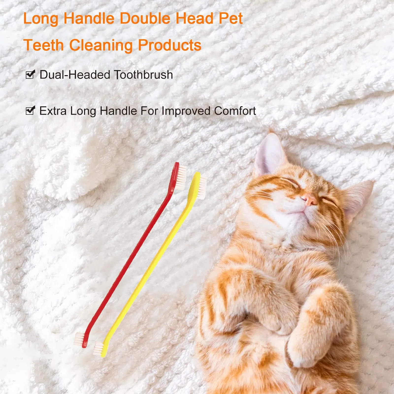 10pcs Dog Toothbrush, DKDDSSS Long Handle Double Head Dog Toothbrushes, Cat Teeth Cleaning Toothbrush, for Pet Dogs Cats Puppy Dental Care Toothbrush