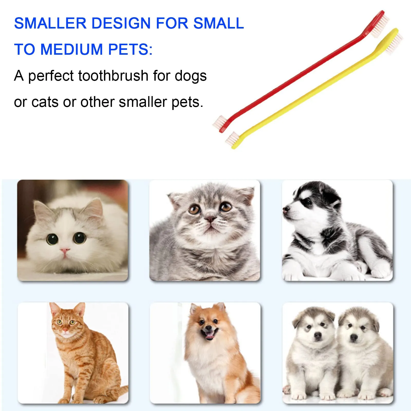 10pcs Dog Toothbrush, DKDDSSS Long Handle Double Head Dog Toothbrushes, Cat Teeth Cleaning Toothbrush, for Pet Dogs Cats Puppy Dental Care Toothbrush