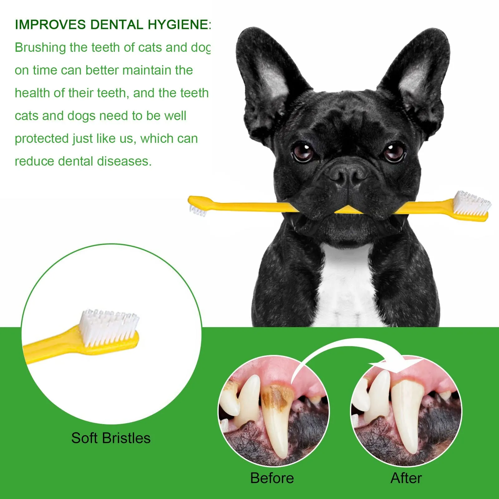 10pcs Dog Toothbrush, DKDDSSS Long Handle Double Head Dog Toothbrushes, Cat Teeth Cleaning Toothbrush, for Pet Dogs Cats Puppy Dental Care Toothbrush