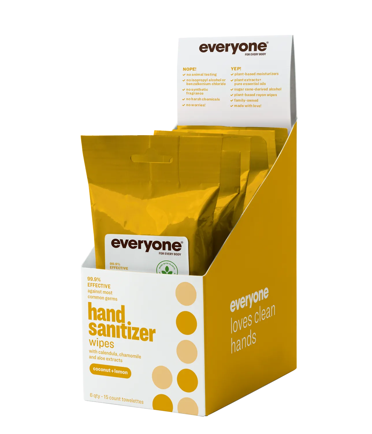 6 Pack Coconut   Lemon Resealable Hand Sanitizer Wipes
