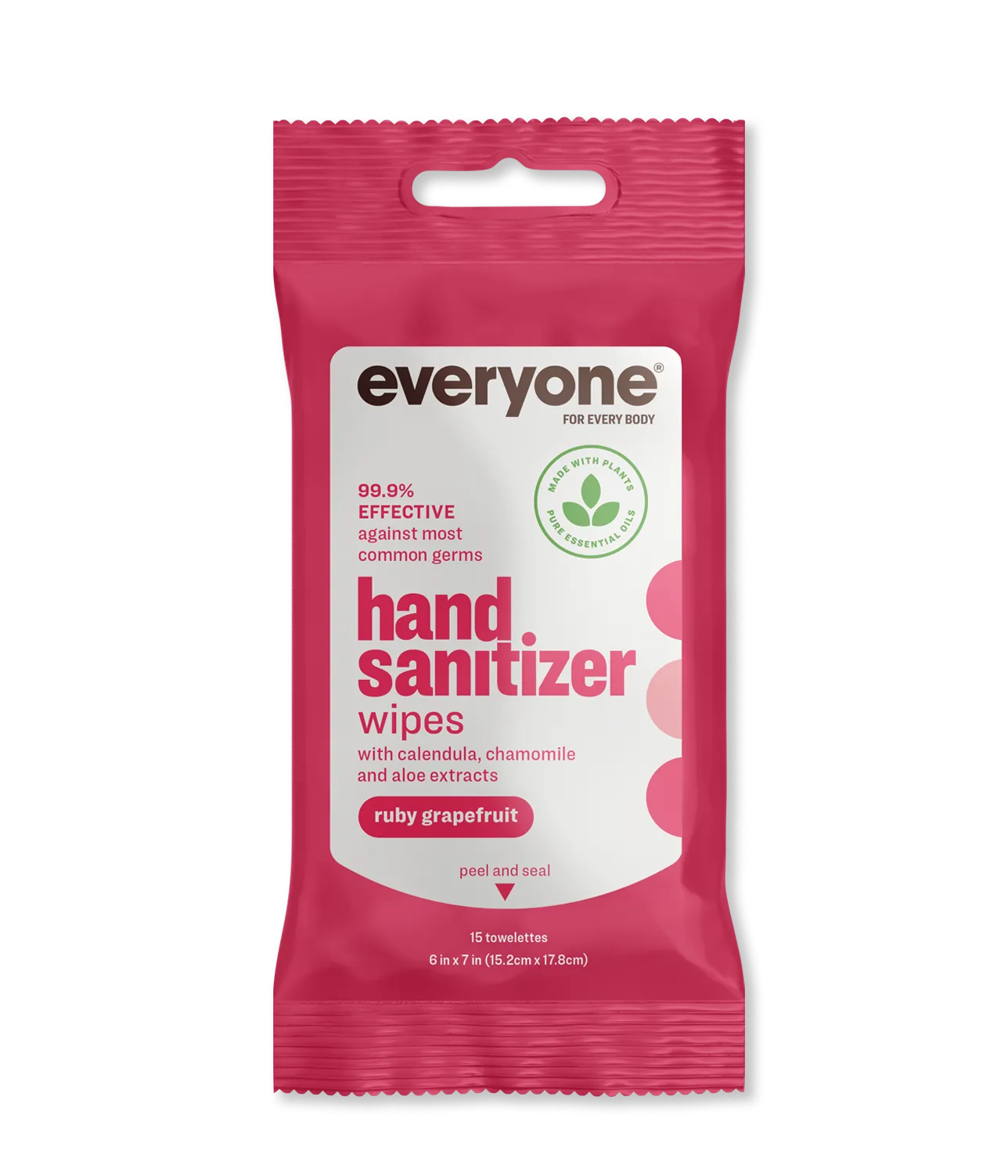 6 Pack Ruby Grapefruit Resealable Hand Sanitizer Wipes