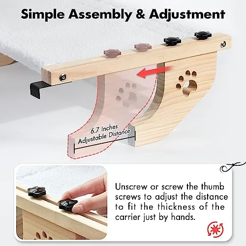 AMOSIJOY Cat Sill Window Perch Sturdy Cat Hammock Window Seat with Wood & Metal Frame for Large Cats, Easy to Adjust Cat Bed for Windowsill, Bedside, Drawer and Cabinet