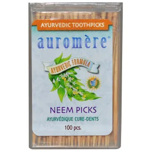 AUROMERE - Ayurvedic Neem Picks - 12 x 100 Toothpicks Pack