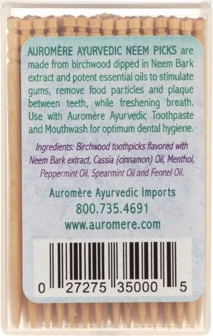 Auromere Ayurvedic Products Ayurvedic Neem Picks 100 Toothpicks