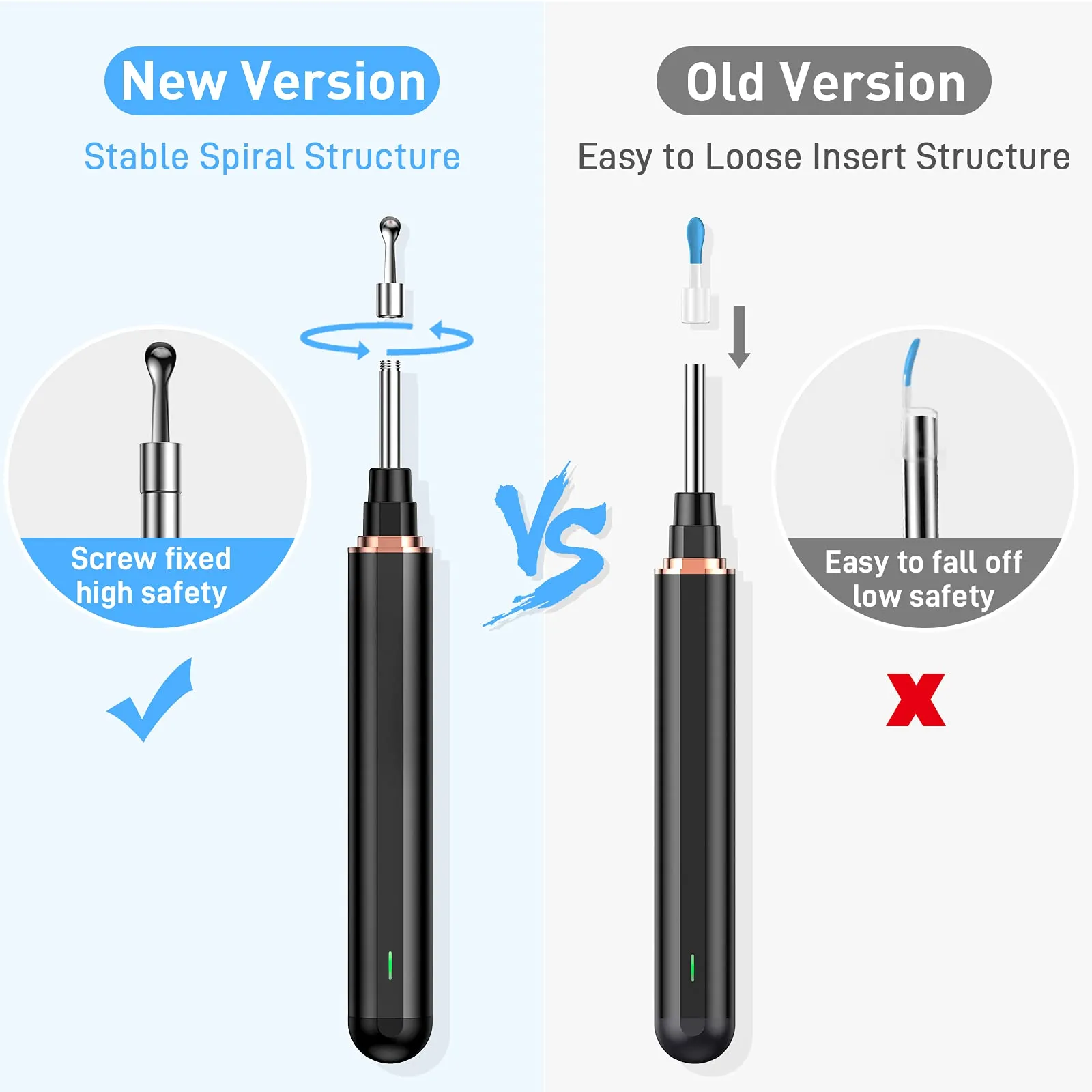 AWELOR Ear Wax Removal Ear Cleaner with Camera,1296P HD Endoscope Earwax Remover Tool with 6 LED Lights,Wireless Ear Otoscope Ear Cleaning Tool for iPhone, iPad & Android Smart Phones