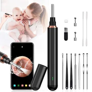 AWELOR Ear Wax Removal Ear Cleaner with Camera,1296P HD Endoscope Earwax Remover Tool with 6 LED Lights,Wireless Ear Otoscope Ear Cleaning Tool for iPhone, iPad & Android Smart Phones