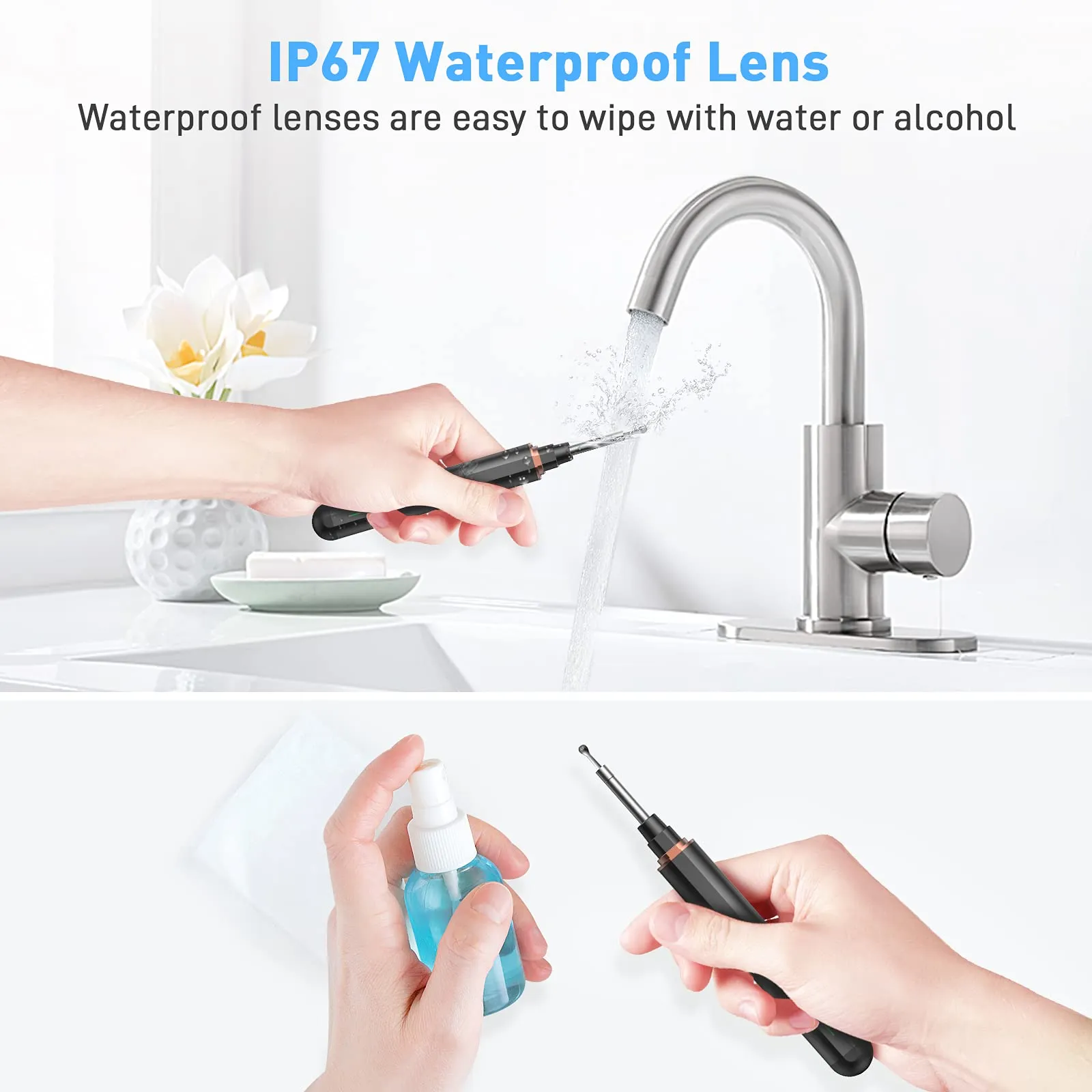 AWELOR Ear Wax Removal Ear Cleaner with Camera,1296P HD Endoscope Earwax Remover Tool with 6 LED Lights,Wireless Ear Otoscope Ear Cleaning Tool for iPhone, iPad & Android Smart Phones
