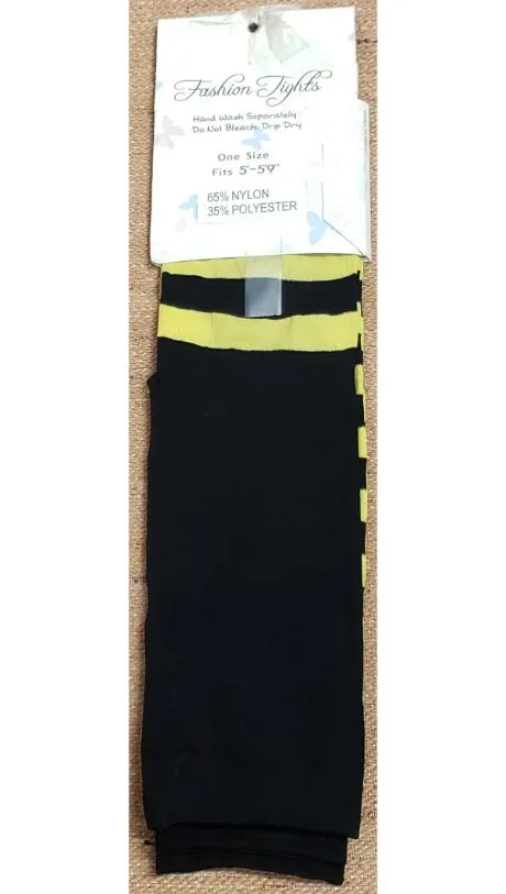 Ayla -- Women's Nylon Fashion Leggings -- Yellow/Black Stripe