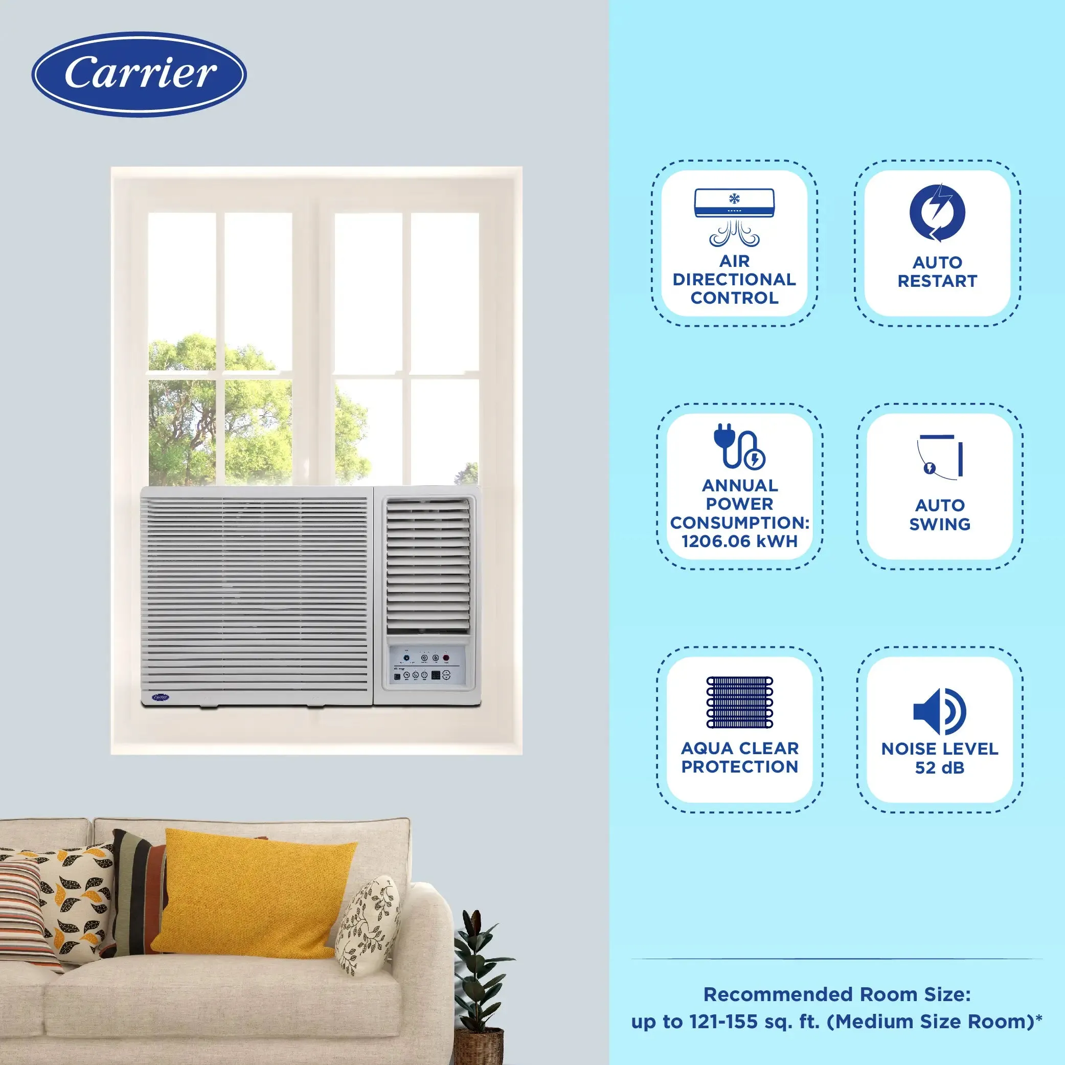 Carrier Estrella EX 18K 3 Star Window AC  ( 1.5TON ) CAW18EC3R32F0