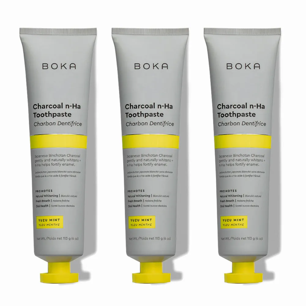 Charcoal Yuzu Mint Whitening n-Ha Toothpaste 3-pack