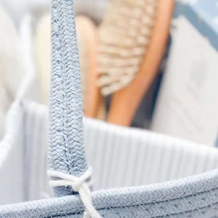 Cotton Rope Diaper Caddy | Dusty Blue | Fephas