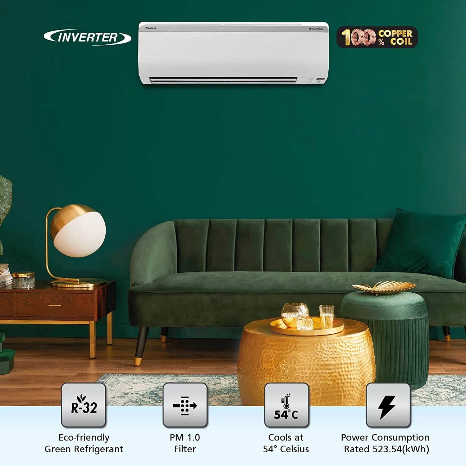 Daikin JTKJ35UV16 1 Ton 5 Star Patented Streamer Discharge, Inverter Split AC Copper