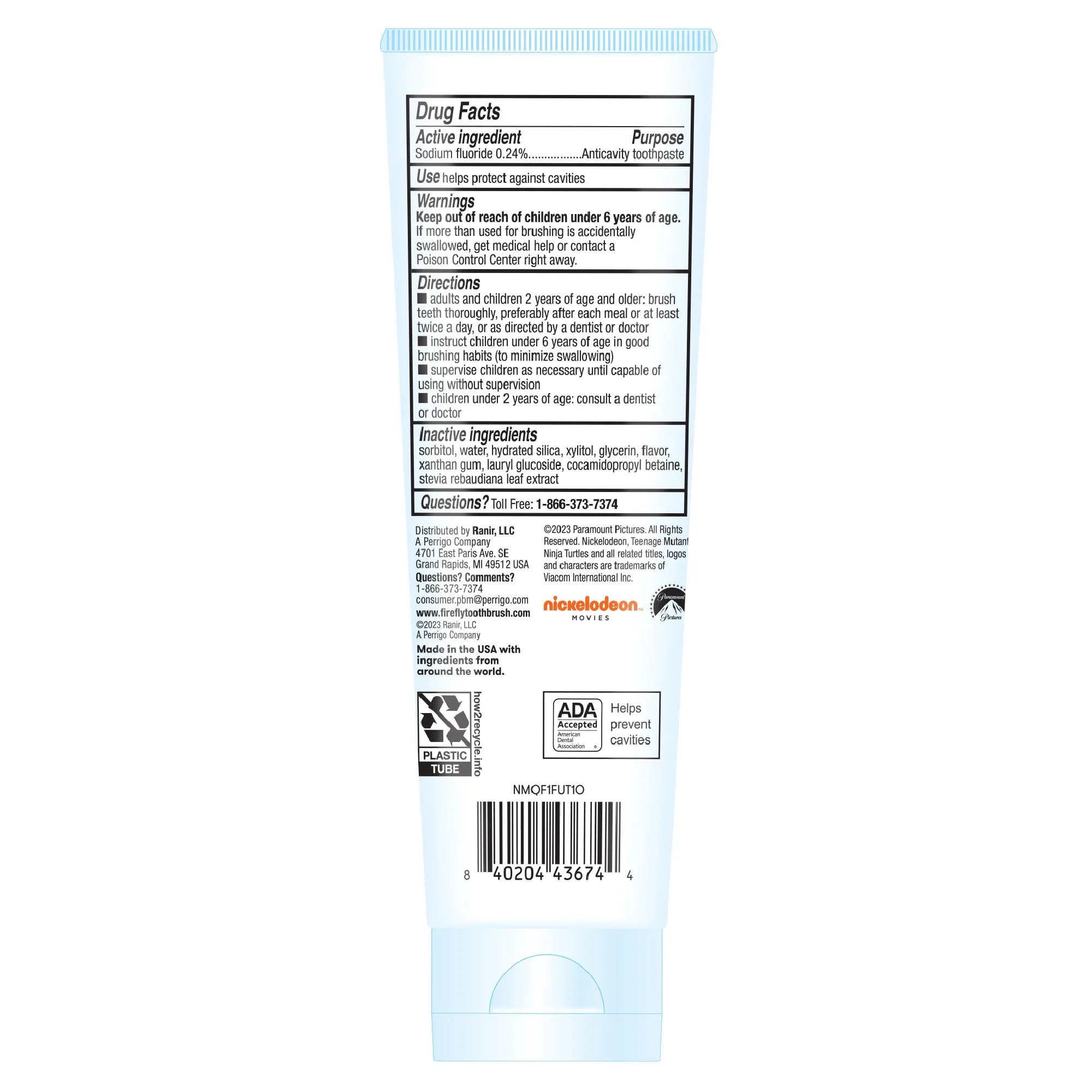 Firefly Kids Anti-Cavity Natural Fluoride Toothpaste, TMNT, Bubble Gum Flavor, ADA Accepted