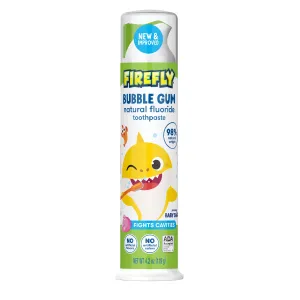 Firefly Kids Baby Shark Anti-Cavity Natural Fluoride Toothpaste, Bubble Gum Flavor