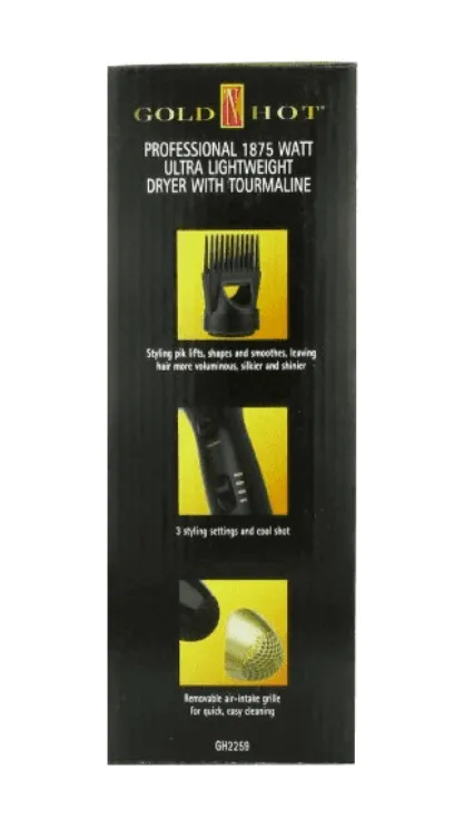 GOLD N HOT 1875 WATT ULTRA LIGHTWEIGHT DRYER with TOURMALINE