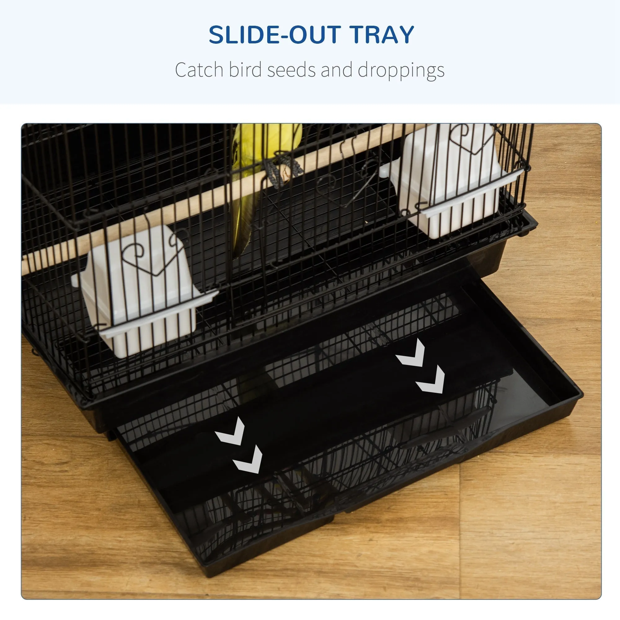 Highrise 100cm Bird Cage Hanging Black by Pawhut