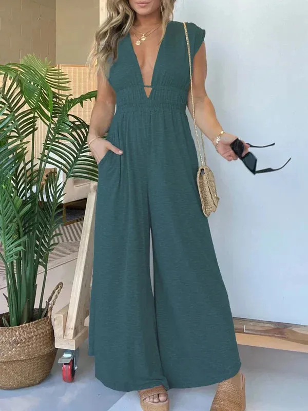 Ivyshape | Comfortable V Neck Jumpsuit