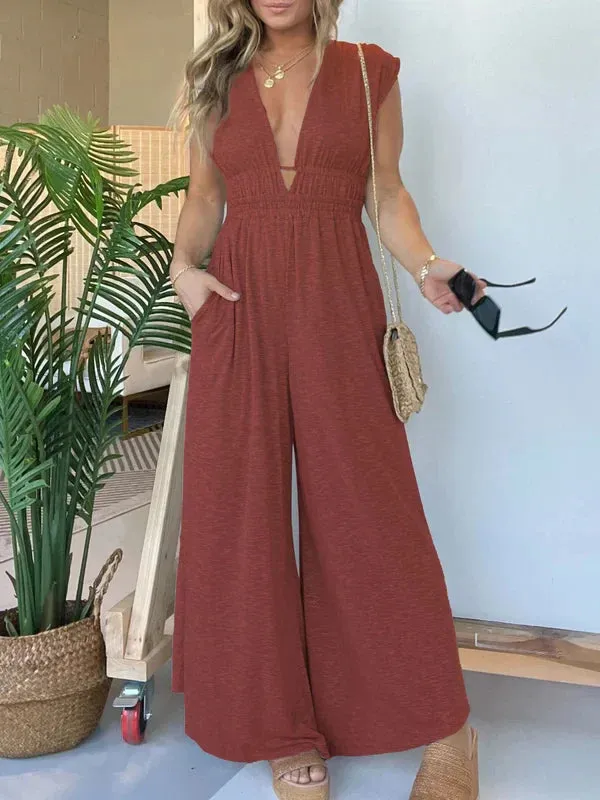 Ivyshape | Comfortable V Neck Jumpsuit