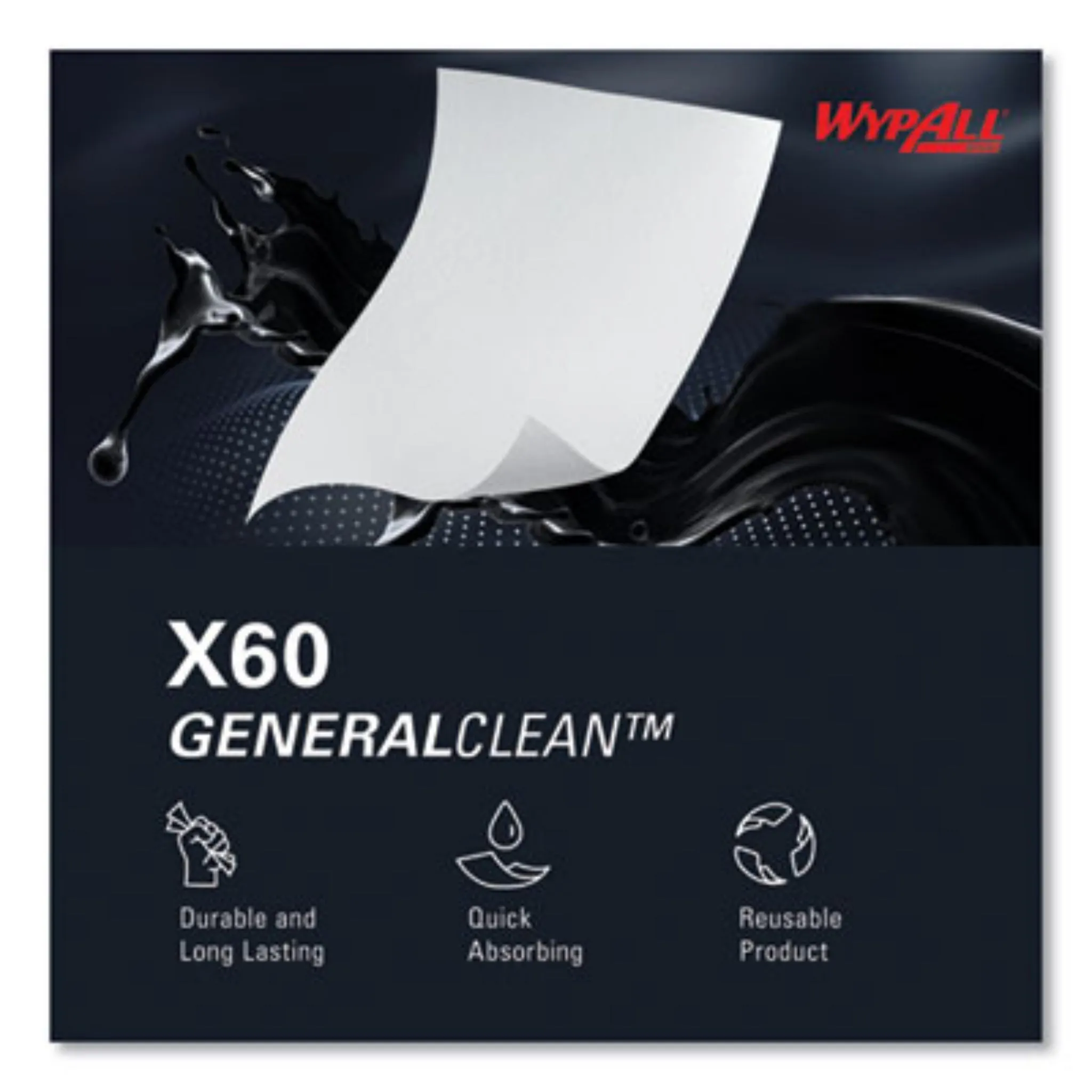 KIMBERLY-CLARK KCC34790BX General Clean X60 Cloths, POP-UP Box, 8.34 x 16.8, White, Box of 118, 1 Box