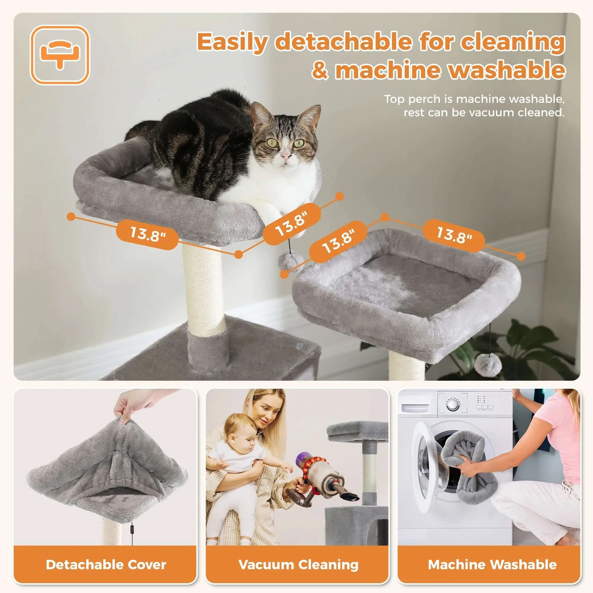 Large Cat Tree Tall Cat Tower for Indoor Cats Multi-Level