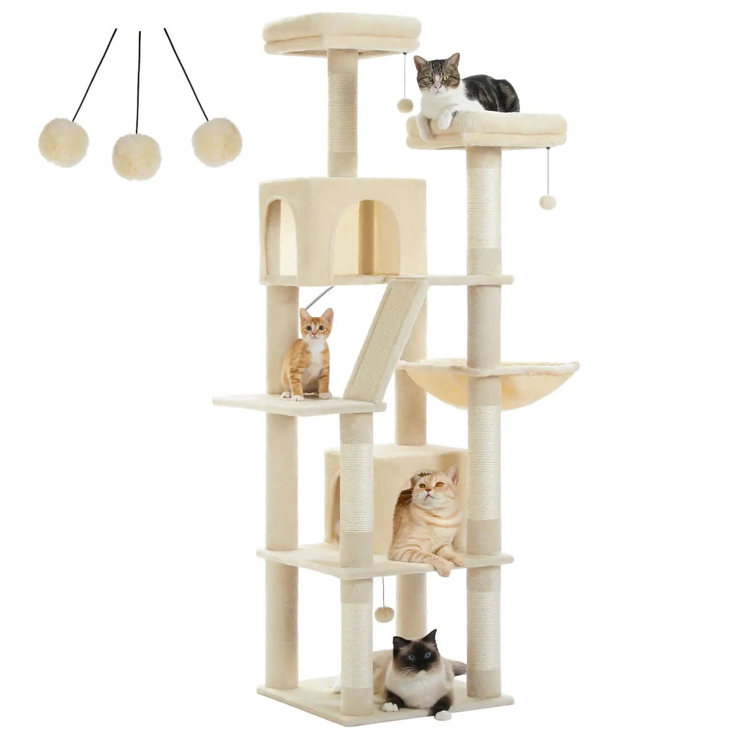 Large Cat Tree Tall Cat Tower for Indoor Cats Multi-Level