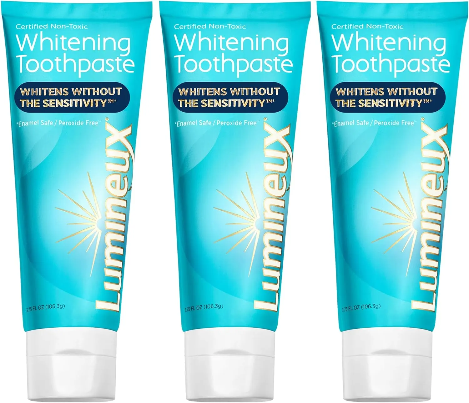 Lumineux Teeth Whitening Toothpaste 2 Pack Peroxide Free Enamel Safe for Sensitive Whiter Teeth Certified Non-Toxic, Fluoride Free, No Alcohol, Artificial Colors, SLS Free Dentist Formulated - 3.75 Oz