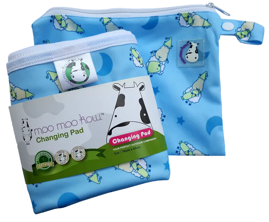 Moo Moo Kow Changing Pad Travel Size - BaaBaaSheepz Blue