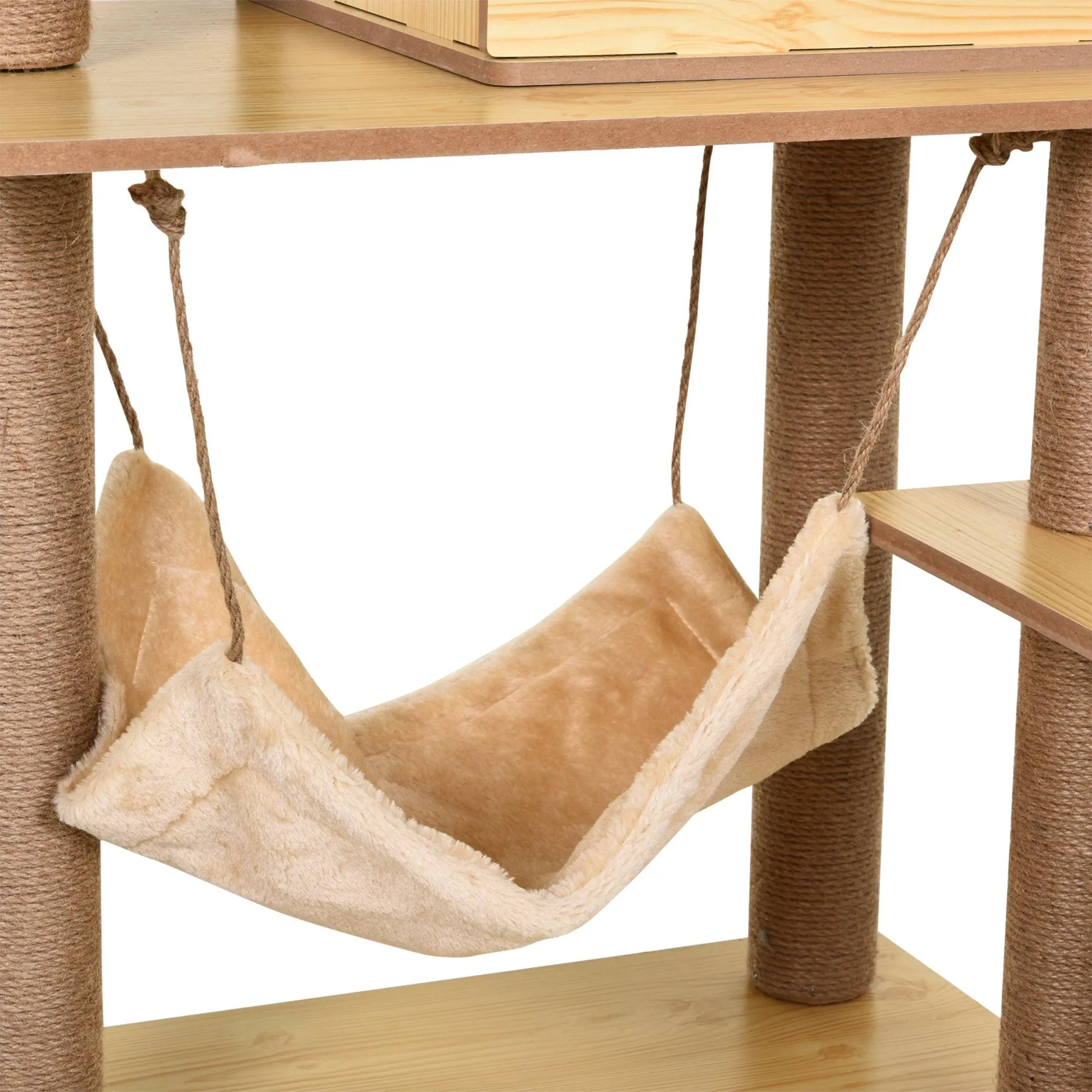 Multi-Level Cat Tree, Scratching Posts, Condo, Ball, 130cm - Yellow