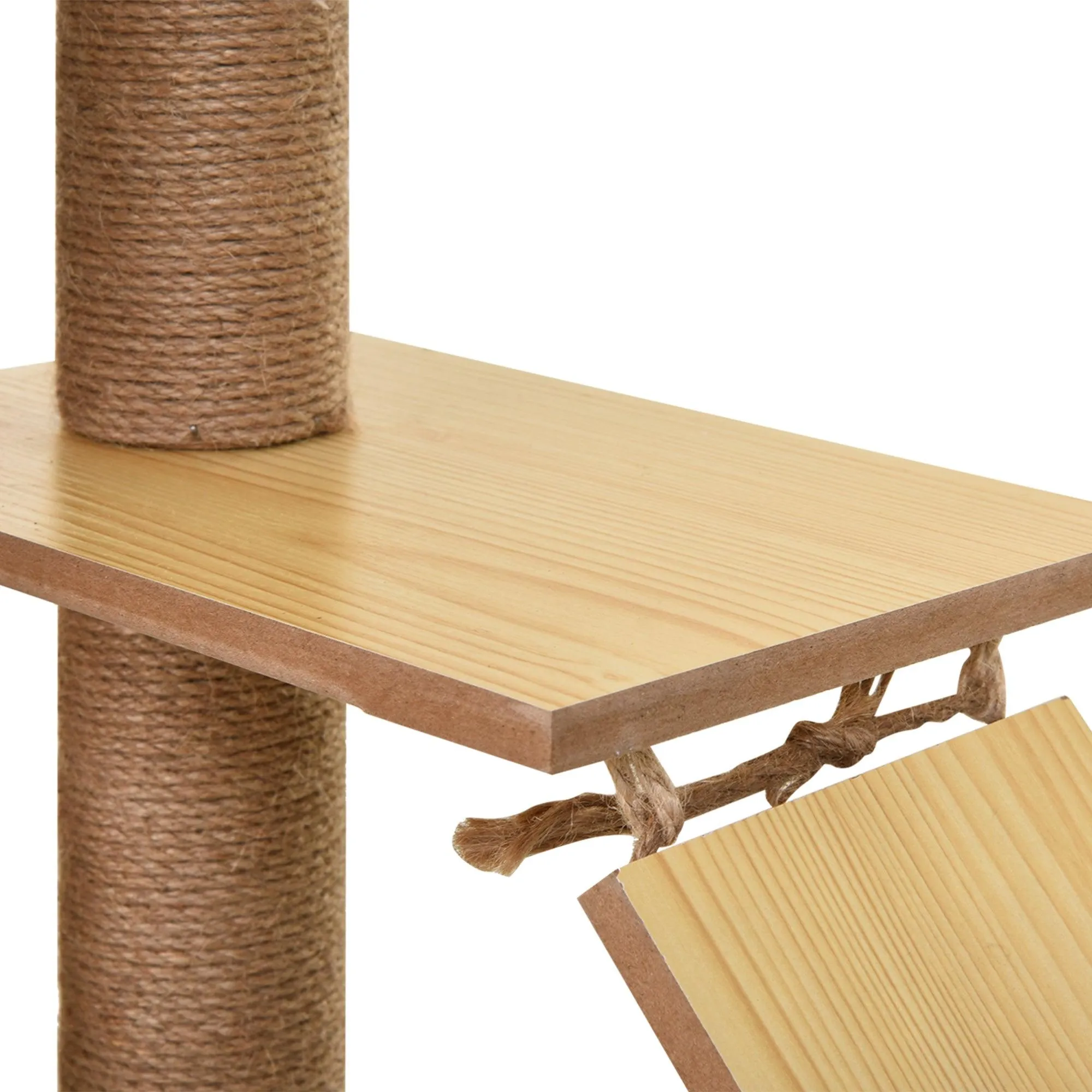 Multi-Level Cat Tree, Scratching Posts, Condo, Ball, 130cm - Yellow