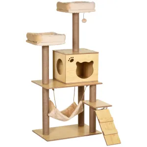 Multi-Level Cat Tree, Scratching Posts, Condo, Ball, 130cm - Yellow