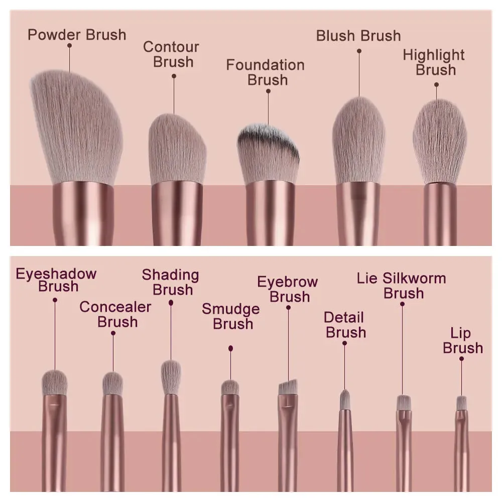 Pink 13PCS Makeup Brushes Set – Super Soft Detail Brushes