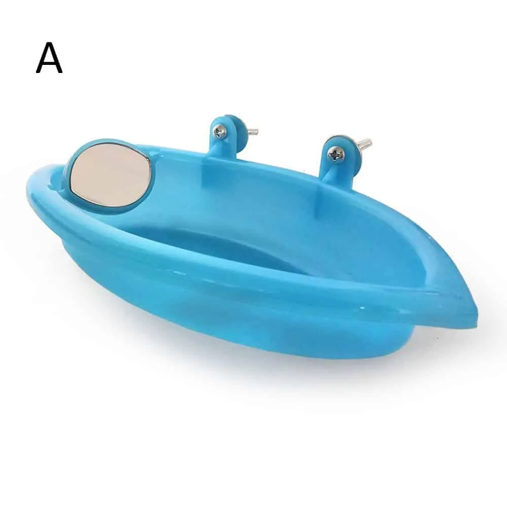 Sky Blue Design Bird Bath with Mirror