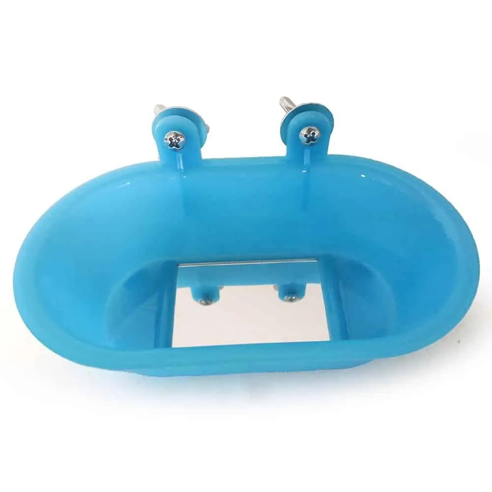 Sky Blue Design Bird Bath with Mirror