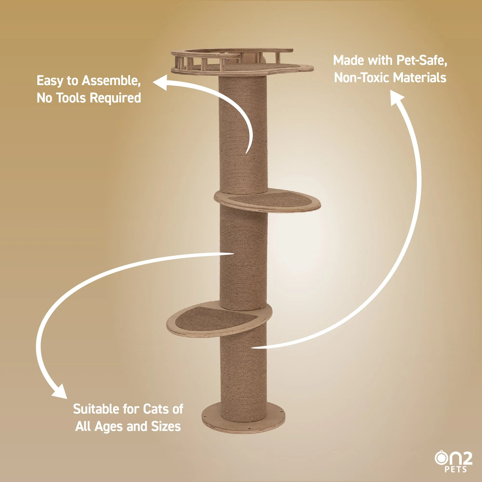 Three-Level Wall Mounted Activity Cat Tree - NEW!!!