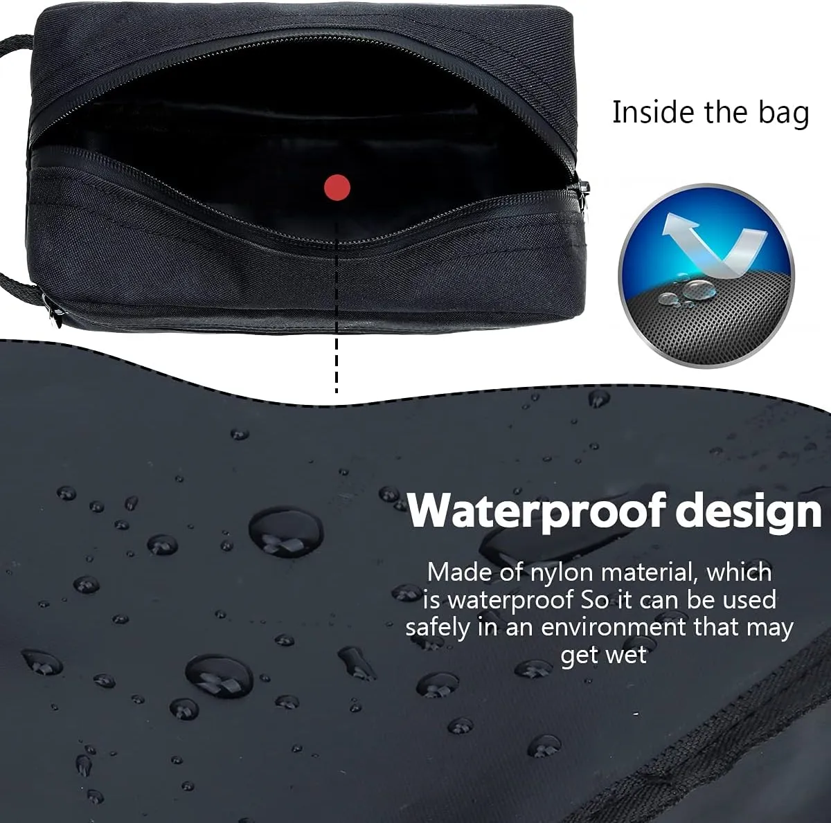 Travel Toiletry Bag for Women and Men, Water-resistant Shaving Bag for Toiletries Accessories, Foldable Storage Bags with Divider and Handle for Cosmetics Toiletries Brushes Tools (Black)