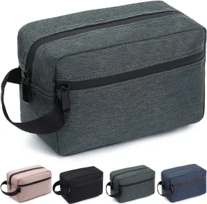 Travel Toiletry Bag for Women and Men, Water-resistant Shaving Bag for Toiletries Accessories, Foldable Storage Bags with Divider and Handle for Cosmetics Toiletries Brushes Tools (Black)