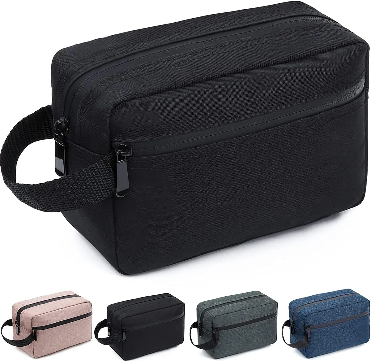 Travel Toiletry Bag for Women and Men, Water-resistant Shaving Bag for Toiletries Accessories, Foldable Storage Bags with Divider and Handle for Cosmetics Toiletries Brushes Tools (Black)