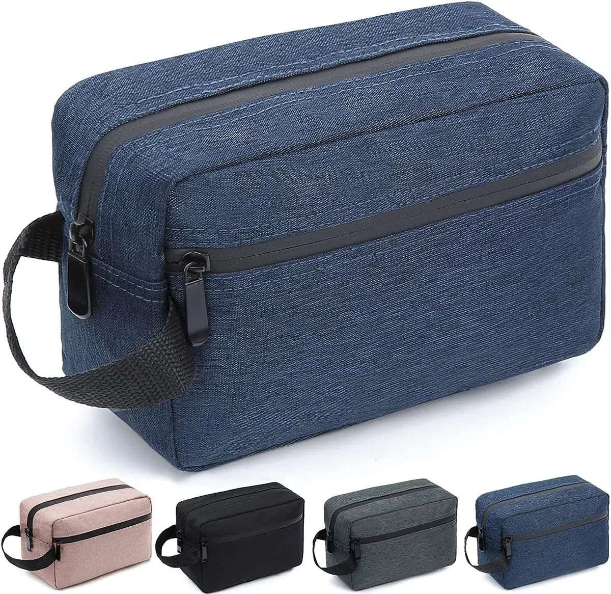 Travel Toiletry Bag for Women and Men, Water-resistant Shaving Bag for Toiletries Accessories, Foldable Storage Bags with Divider and Handle for Cosmetics Toiletries Brushes Tools (Black)