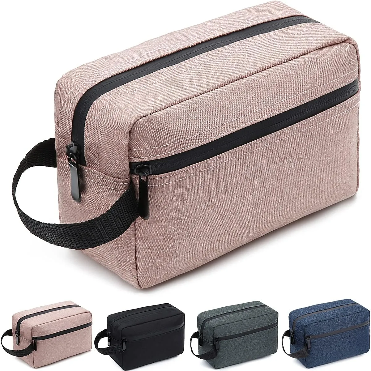Travel Toiletry Bag for Women and Men, Water-resistant Shaving Bag for Toiletries Accessories, Foldable Storage Bags with Divider and Handle for Cosmetics Toiletries Brushes Tools (Black)